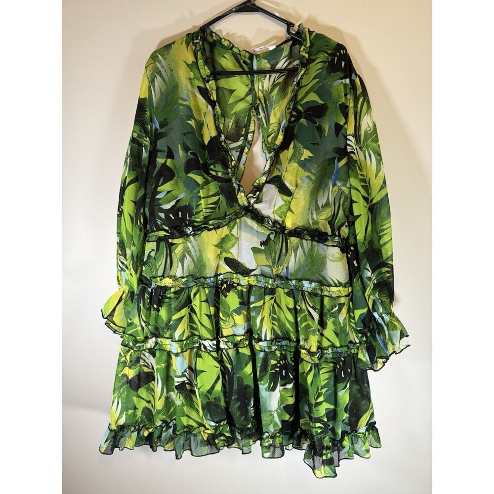 Truth NYC Green Leaf Blouse Plus Size 3x Open Back NWT